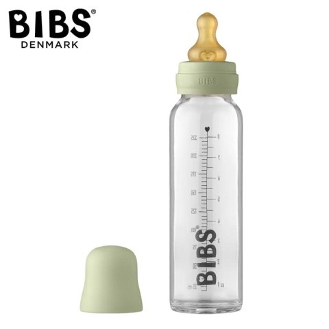 BIBS BUTELKA SZKLANA ze smoczkiem antykolkowym z kauczuku poj 225 ml SAGE