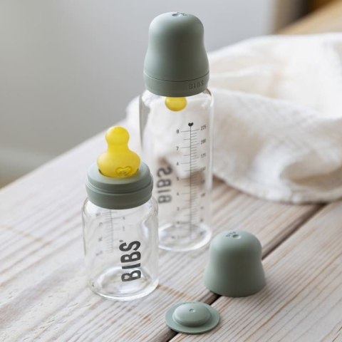 BIBS BUTELKA SZKLANA ze smoczkiem antykolkowym z kauczuku poj 225 ml SAGE