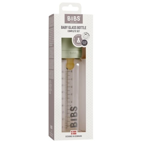 BIBS BUTELKA SZKLANA ze smoczkiem antykolkowym z kauczuku poj 225 ml SAGE