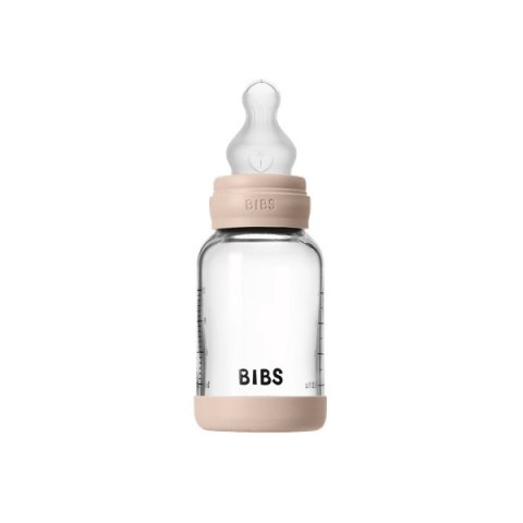 BIBS BUTELKA SZKLANA ze smoczkiem antykolkowym z silikonu medycznego poj. 120 ml BLUSH