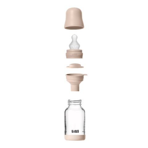BIBS BUTELKA SZKLANA ze smoczkiem antykolkowym z silikonu medycznego poj. 120 ml BLUSH