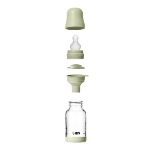BIBS BUTELKA SZKLANA ze smoczkiem antykolkowym z silikonu medycznego poj. 120 ml, SAGE