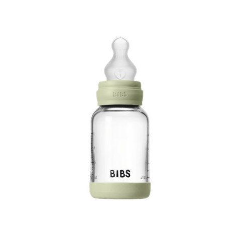 BIBS BUTELKA SZKLANA ze smoczkiem antykolkowym z silikonu medycznego poj. 120 ml, SAGE
