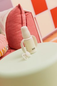 BIBS BUTELKA SZKLANA ze smoczkiem antykolkowym z silikonu medycznego pojemność 120 ml IVORY