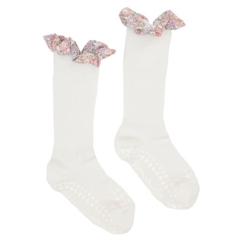 GoBabyGo antypoślizgowe skarpetki do nauki chodzenia LIBERTY BAMBOO Off White Michelle Pink 12 m+