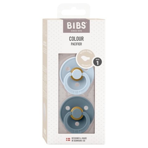 BIBS COLOUR ANATOMICAL 2-PACK BABY BLUE & PETROL S Smoczek ortodontyczny kauczuk Hevea