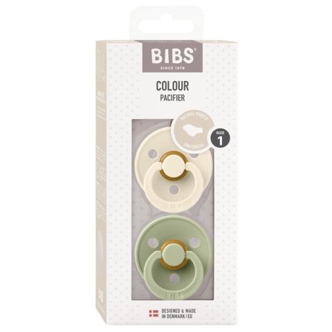 BIBS COLOUR ANATOMICAL 2-PACK IVORY & SAGE S Smoczek ortodontyczny kauczuk Hevea