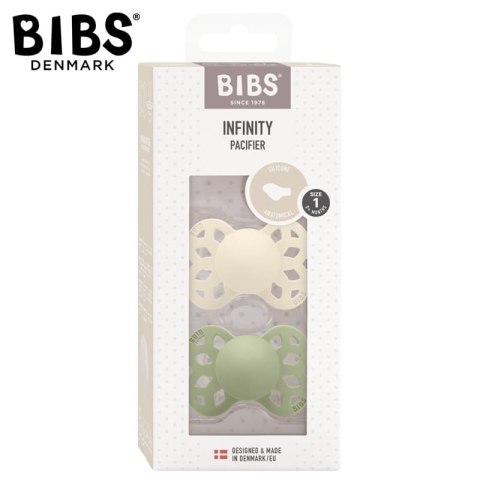 BIBS INFINITY ANATOMICAL 2-PACK IVORY & SAGE S Smoczek ortodontyczny silikonowy