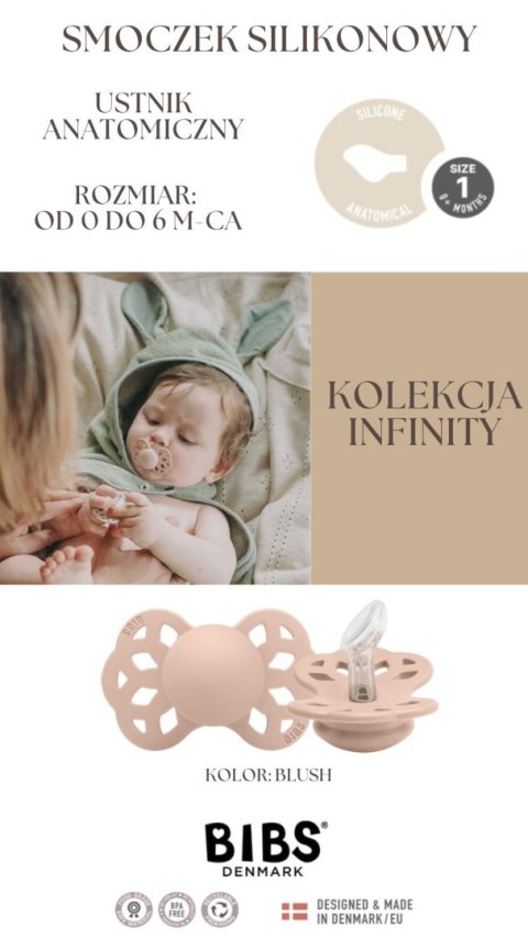 BIBS INFINITY ANATOMICAL BLUSH S Smoczek ortodontyczny silikonowy