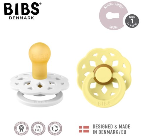 BIBS BOHEME 2-PACK WHITE & SUNSHINE S Smoczek Uspokajający kauczuk Hevea