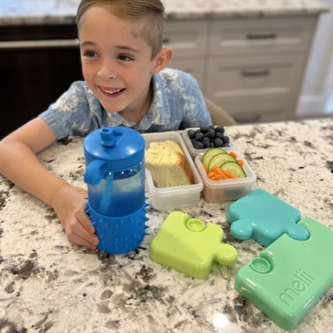 Melii - innowacyjny lunchbox PUZZLE Blue/Lime/Mint - 3 pojemniki na śniadanie