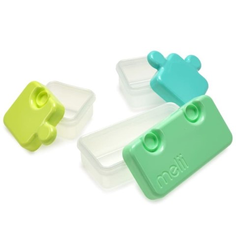 Melii - innowacyjny lunchbox PUZZLE Blue/Lime/Mint - 3 pojemniki na śniadanie