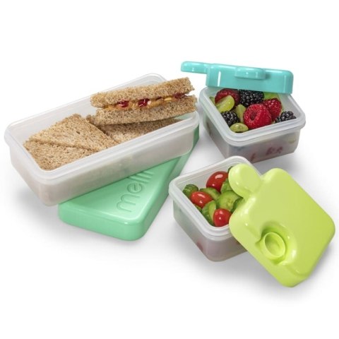 Melii - innowacyjny lunchbox PUZZLE Blue/Lime/Mint - 3 pojemniki na śniadanie