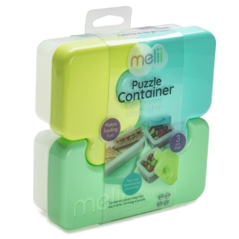 Melii - innowacyjny lunchbox PUZZLE Blue/Lime/Mint - 3 pojemniki na śniadanie
