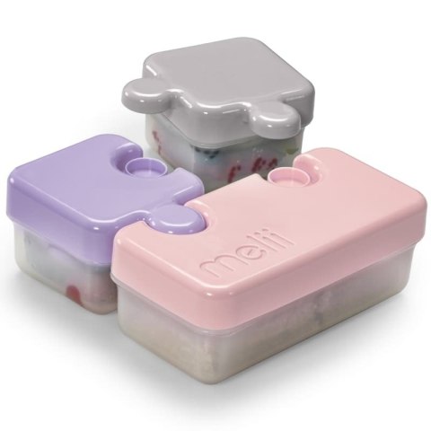 Melii - innowacyjny lunchbox PUZZLE Pink/Grey/Purple - 3 pojemniki na śniadanie