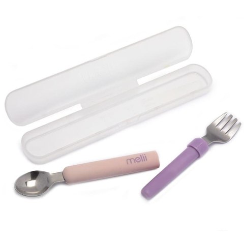 Melii - sztućce łyżeczka i widelczyk SPORK Pink & Purple