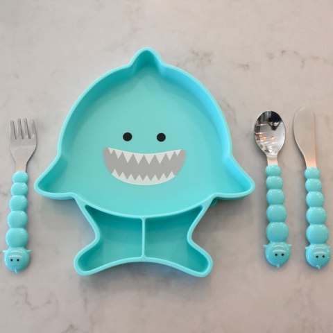 Melii - trójdzielny talerzyk silikonowy z przyssawką Shark
