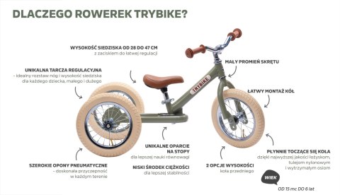 Pierwszy rower biegowy balansujący dziecięcy kremowy dla dzieci Trybike