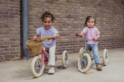 Pierwszy rowerek trójkołowy dziecięcy biegowy 2w1 zielony matowy Trybike