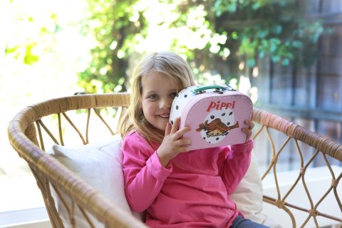 Walizka dla dzieci różowa akcesoria zabawki przechowywanie zabawek Pippi