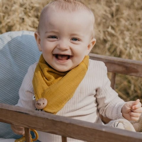 BIBS BANDANA BIB MUSTARD bandanka śliniak z kieszonką na smoczek 100% organic cotton
