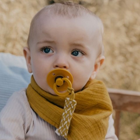 BIBS BANDANA BIB MUSTARD bandanka śliniak z kieszonką na smoczek 100% organic cotton