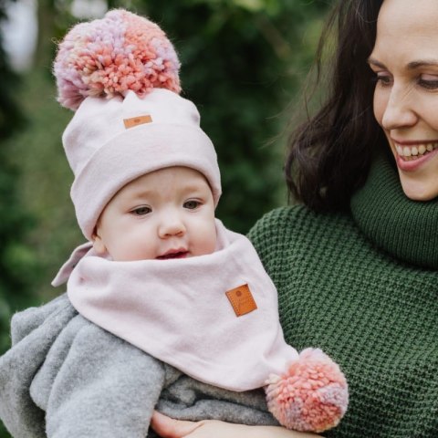Hi Little One czapka zimowa niemowlęca ALPACA BOHO Blush M Pom Pom