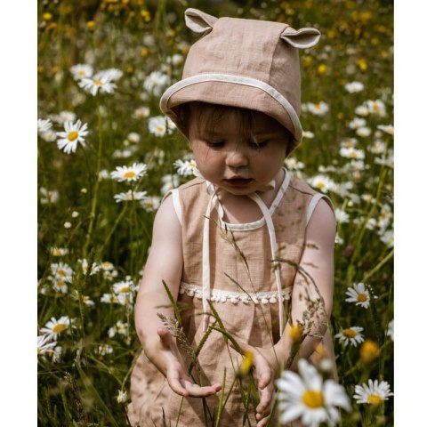 Hi Little One bluzeczka z bufkami i bloomersy BOHO LEO Powder roz S Pom Pom