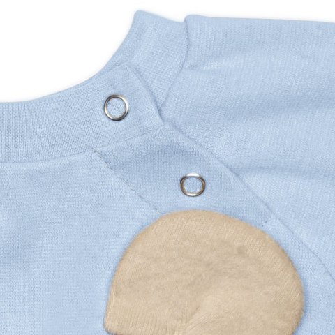 Hi Little One rampers niemowlęcy MIŚ OverSize BOHO Blue roz S Pom Pom