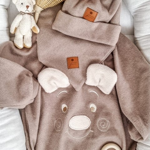 Hi Little One rampers niemowlęcy MIŚ OverSize BOHO Caffe Latte roz S