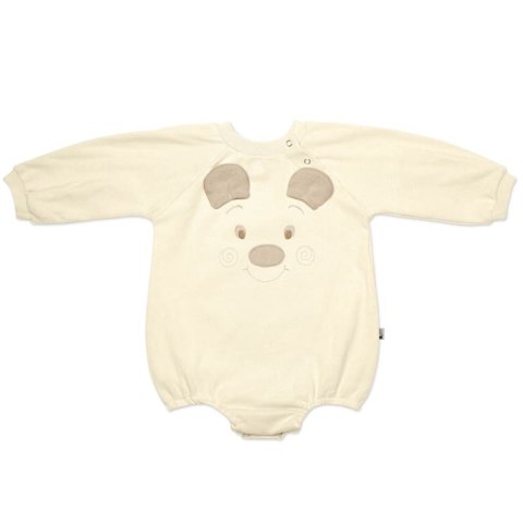 Hi Little One rampers niemowlęcy MIŚ OverSize BOHO Ivory roz S Pom Pom