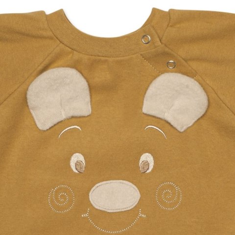 Hi Little One rampers niemowlęcy MIŚ OverSize BOHO Mustard roz S Pom Pom
