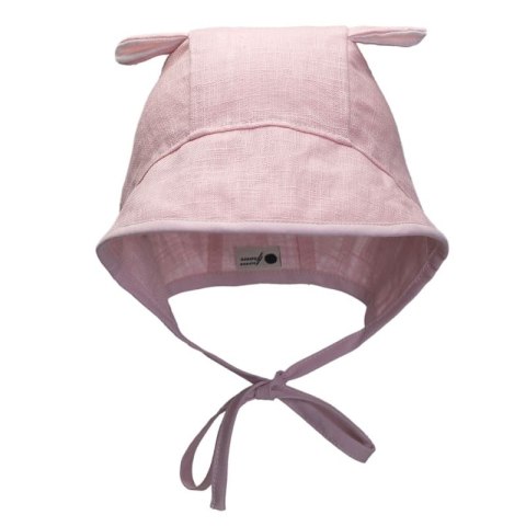 Hi Little One bonetka niemowlęca z daszkiem i uszkami BOHO LEO Rose roz M Pom Pom