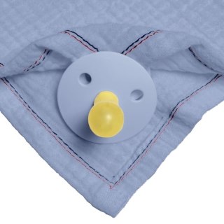 Hi Little One śliniak bandana z zawieszką na smoczek BIO bawełna Baby Blue