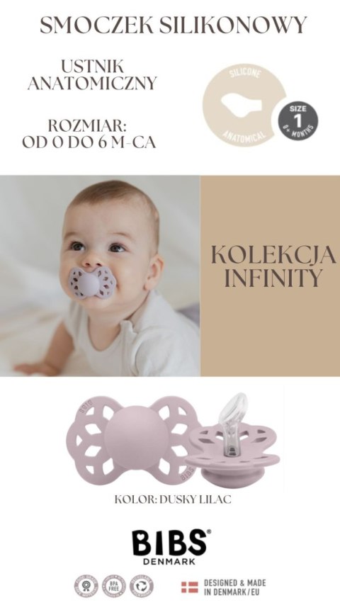 BIBS INFINITY ANATOMICAL DUSKY LILAC S Smoczek ortodontyczny silikonowy