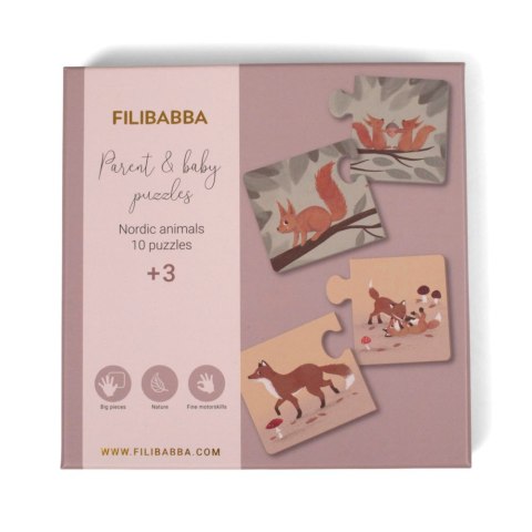 Filibabba Puzzle Mama i dziecko Nordic animals