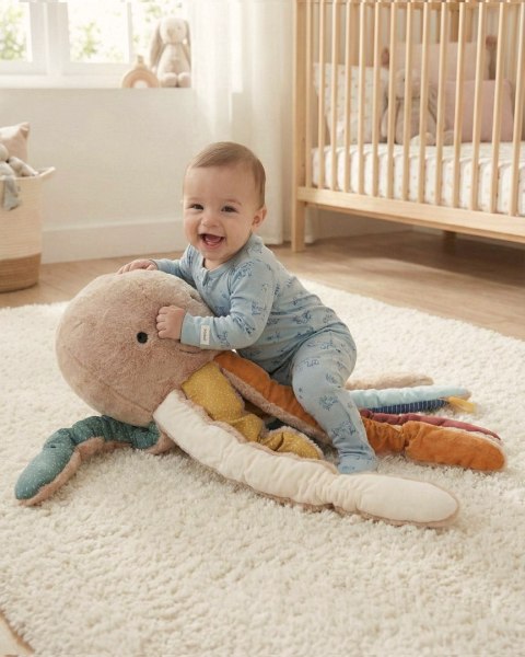 Zabawka rozwojowa Ośmiornica XXL 70cm szeleścik grzechotka gryzak sigikid