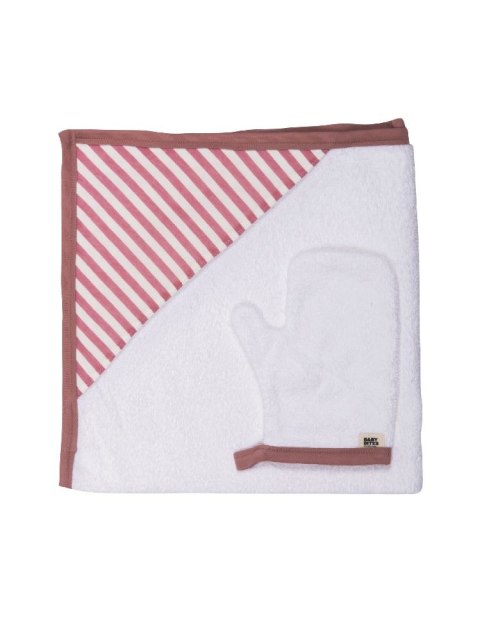 Baby Bites Ręcznik z kapturkiem 75 x 75 cm + myjka Sailor Pink