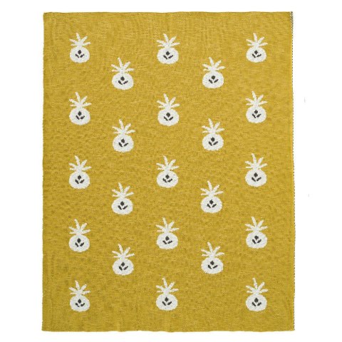 Fresk Tkany kocyk z bawełny organicznej 100 x 150 cm Ananas Mustard