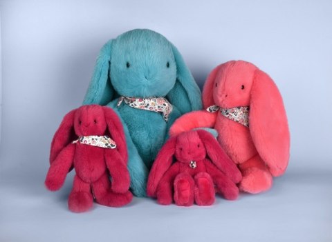 DOUDOU - pluszowy królik Lapin Fleurette Doudou et Compagnie, 25 cm, fuksja