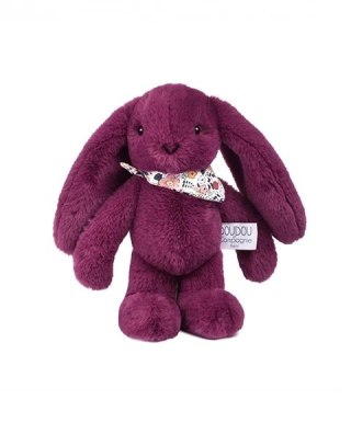 DOUDOU - pluszowy królik Lapin Fleurette Doudou et Compagnie, 25 cm, śliwka