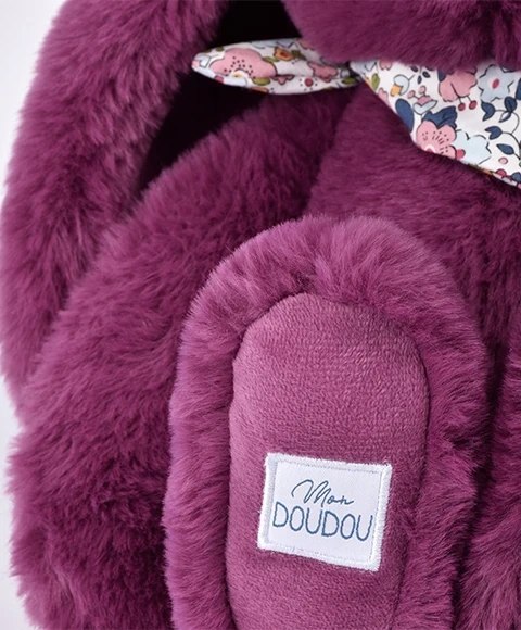 DOUDOU - pluszowy królik Lapin Fleurette Doudou et Compagnie, 35 cm, śliwka