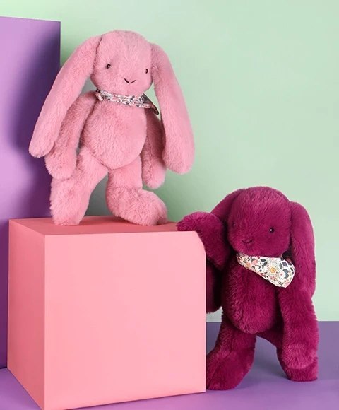 DOUDOU - pluszowy królik Lapin Fleurette Doudou et Compagnie, 35 cm, śliwka