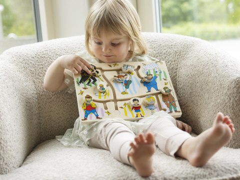 Drewniana układanka puzzle labirynt edukacyjna zabawka dla dzieci Pippi