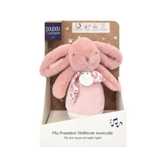 DOUDOU - lampka nocna muzyczna Lapin Doudou Culbuto, Doudou et Compagnie, 16 cm, różowa