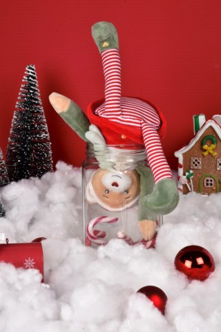 DOUDOU - przytulanka chochlik świąteczny z domkiem, Doudou et Compagnie, 27 cm, Farceur Cannelle