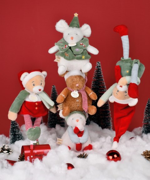 DOUDOU - przytulanka chochlik świąteczny z domkiem, Doudou et Compagnie, 27 cm, Farceur Cannelle