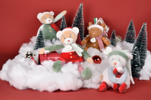 DOUDOU - przytulanka chochlik świąteczny z domkiem, Doudou et Compagnie, 27 cm, Farceur Cannelle