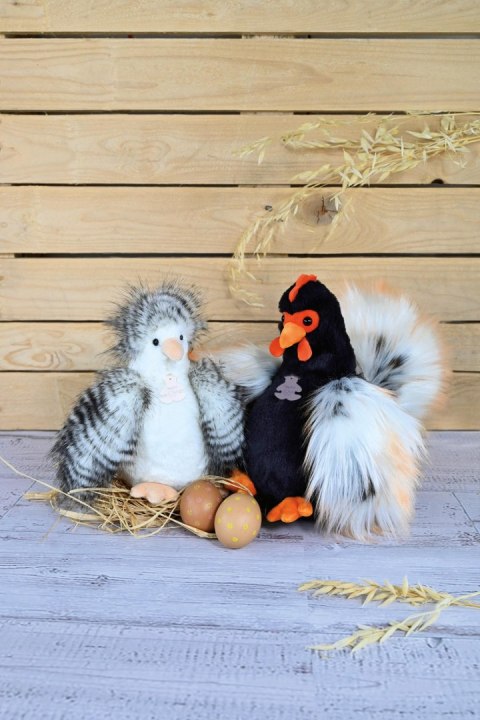 DOUDOU - przytulanka kurka Poulette, Histoire d'Ours, 20 cm, biało-szara