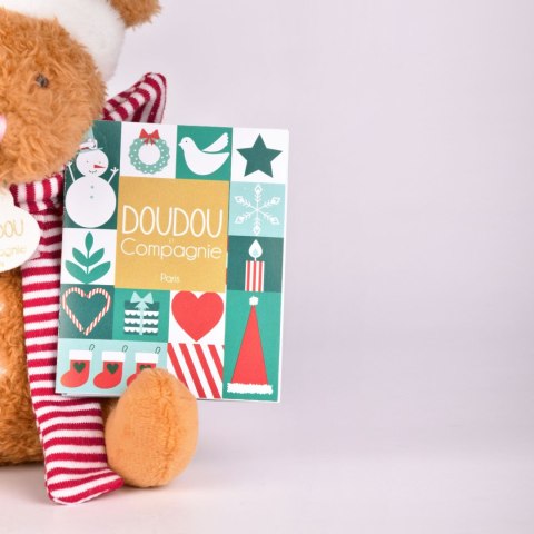 DOUDOU - przytulanki myszki świąteczne Boule de Neige, Doudou et Compagnie, 15 cm, 6 szt. ZESTAW